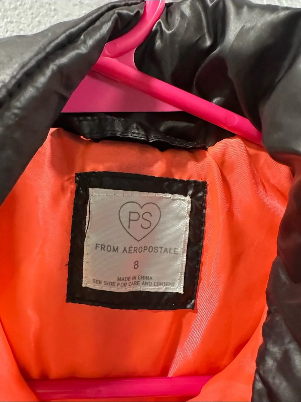 Aeropostale Black Quilted Puffer Vest with Orange Lining